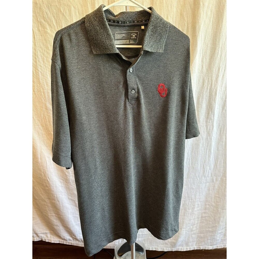 Cutter & Buck Oklahoma Sooners Heather Black Short Sleeve Polo‎ Shirt Size M